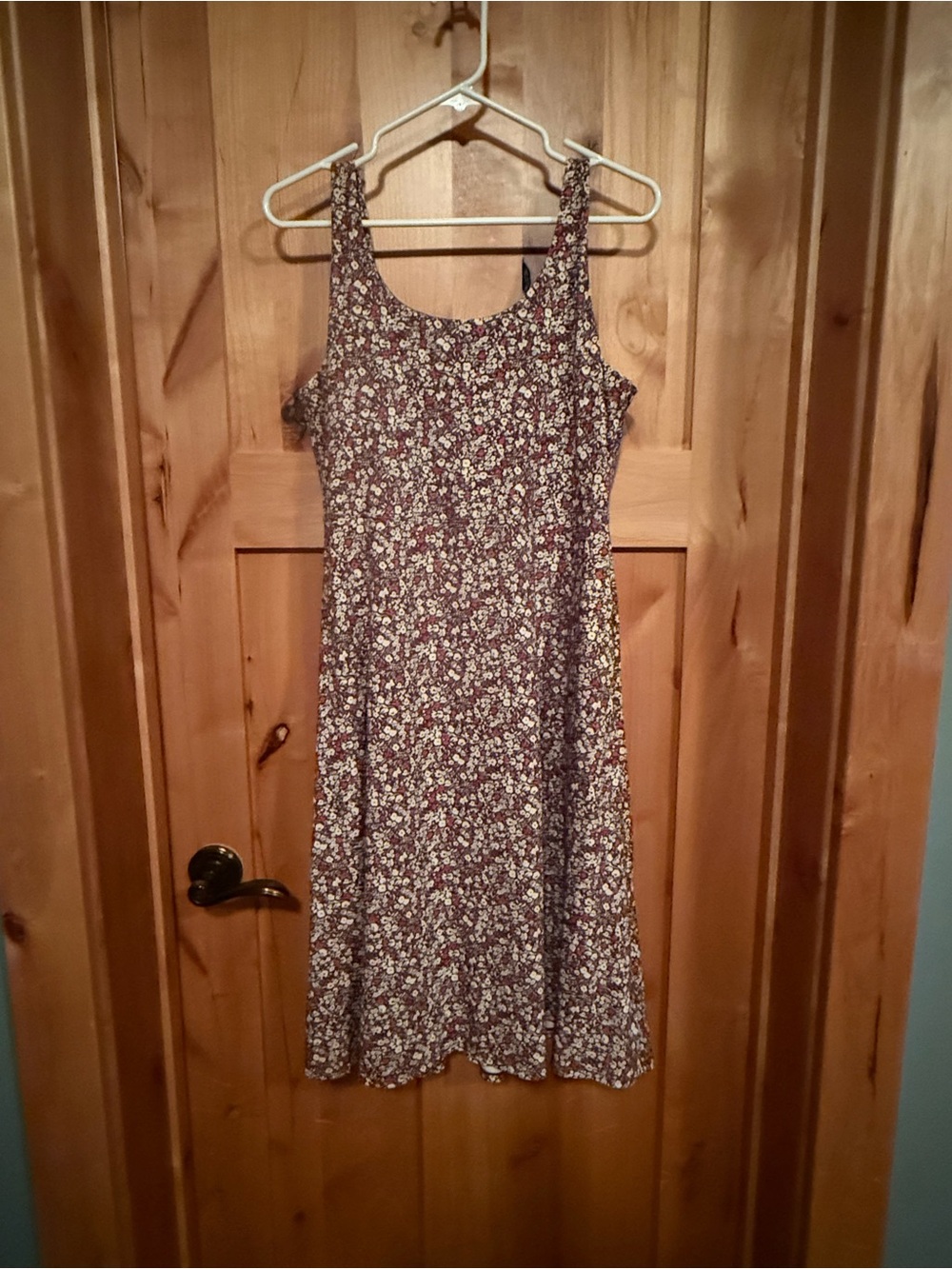 Prana Floral A-Line Dress in Burgundy and Cream